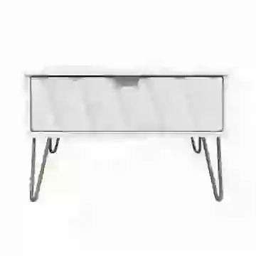 Diamond 1 Drawer Midi Bedside Chest Gold Legs In White or Pink or Blue or Grey